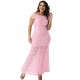 Plus Size Pink Lace Elegant Party Gown