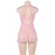 Seduction Pink Lace Transparente Halter Sexy Babydoll