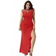 Plus Size Elegant Red Side Lace Detail Ruched Dress