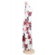 Short Sleeve Pocket Design White Floral Maxi Dress