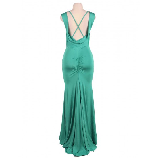 Green Elegant Embroidery Party Gown