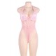 Plus Size Pink Seduction See Through Lace Sexy Teddy