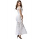 White Lace Fishtail Elegant Party Gown Off Shoulder 