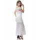 White Lace Fishtail Elegant Party Gown Off Shoulder 