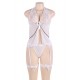 Plus Size White Sheer Mesh Babydoll Lingerie Set