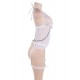 Plus Size White Sheer Mesh Babydoll Lingerie Set