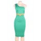 Delicate Green One-shoulder Bodycon Midi Dress