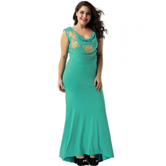 Green Elegant Embroidery Party Gown