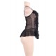 Black Stereoscopic Flower Lace Sexy Babydoll