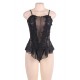 Plus Size Black Stereoscopic Flower Lace Babydoll