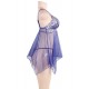 Plus Size Blue Sheer Mesh Babydoll Lingerie Set