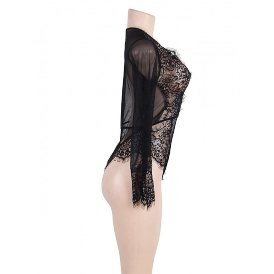 Plus Size Exquisite Lace Sleeve Teddy