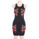 Elegant Embroidery Fashion Dress Black Bodycon