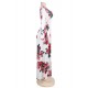 Plus Size Pocket Design Long Sleeve White Floral Maxi Dress