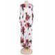 Plus Size Pocket Design Long Sleeve White Floral Maxi Dress