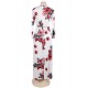 Pocket Design White Floral Long Sleeve Maxi Dress