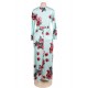 Plus Size Pocket Design Long Sleeve Green Floral Maxi Dress