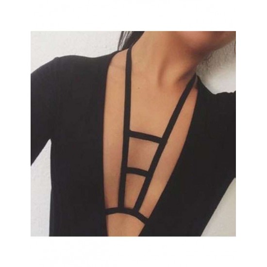 Strappy Black Elastic Harness Bra Women Bralette