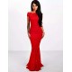 Red Lace Elegant Fishtail Maxi Party Gown