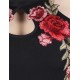 Rose Embroidery Black Mini Bodycon Dress