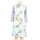 Plus Size White Floral Print Stripe Raglan Sleeve Dress