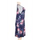 Plus Size Navy Blue Backdrop Floral Print A-line Loose T-shirt Dress