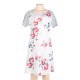 Floral Print White Backdrop A-line Loose T-shirt Dress