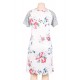 Floral Print White Backdrop A-line Loose T-shirt Dress