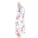 Floral Print White Backdrop A-line Loose T-shirt Dress