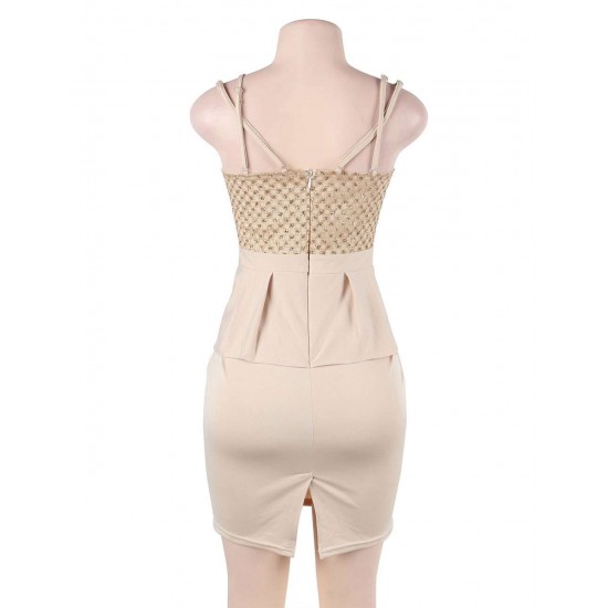 Fashion Gold Scallop Bodycon Mini Dress