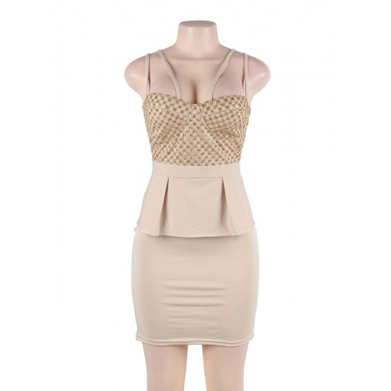 Fashion Gold Scallop Bodycon Mini Dress