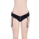 Plus Size Leather Zipper Black Garter Panty