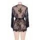 Plus Size Black Delicate Lace Sleepwear Gown