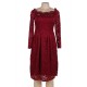 Plus Size Red Lace Long Sleeve Off Shoulder Dress