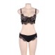 Plus Size Black Lace Temptation 2pcs Bralette Lingerie Set