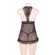 Black Sheer Mesh Halter Lingerie Set