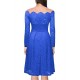 Plus Size Blue Lace Long Sleeve  Fashion Dress