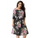 Plus Size Black Printing Fashion Dress