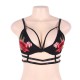 Plus Size Rose Embroidery Black Bralette 