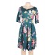 Half Sleeve Jasper Vintage Style Floral Swing Dress