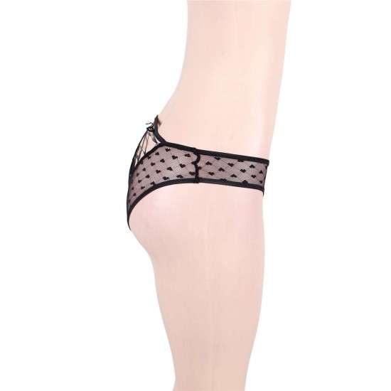 Plus Size Sexy Black Lace Strappy Panty