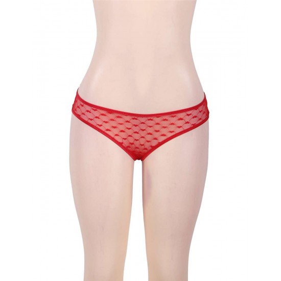 Plus Size Sexy Red Lace Strappy Panty