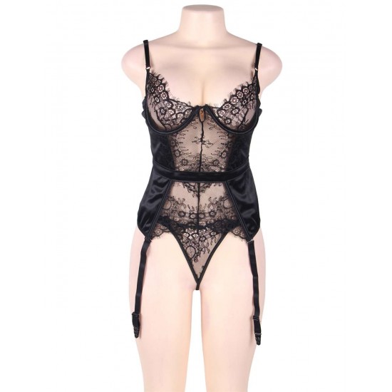 Seduction Black Lace Transparente Sexy Babydoll