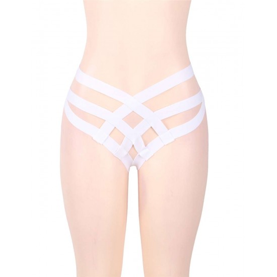 White Cage Bandage Brief Thong