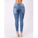 Top Design Embroidery  Ripped Women Jeans 