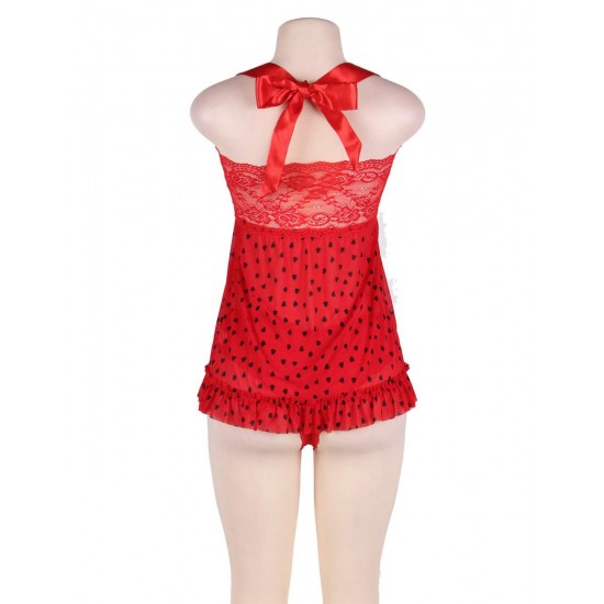 Plus Size Lovely red heart pattern babydoll