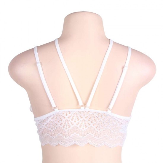 Plus Size White Seductive Strappy Lace Bralette Top