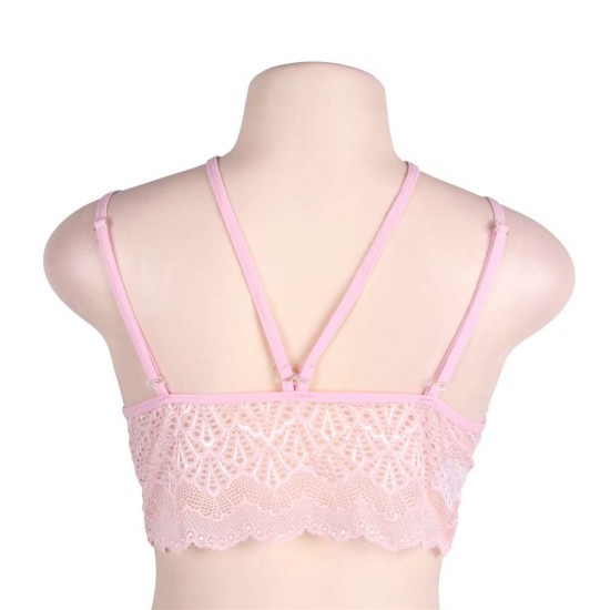 Plus Size Pink Seductive Strappy Lace Bralette Top