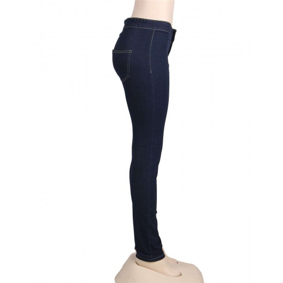 Pencil Pants Blue Female Fashion Casual Jeans