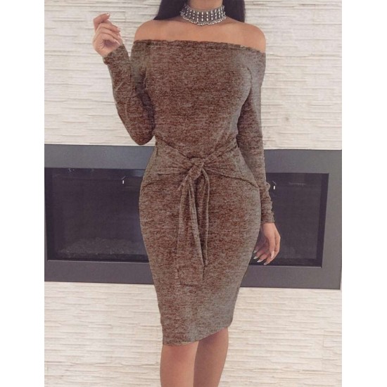 Long Sleeve Off-Shoulder Bodycon Dress